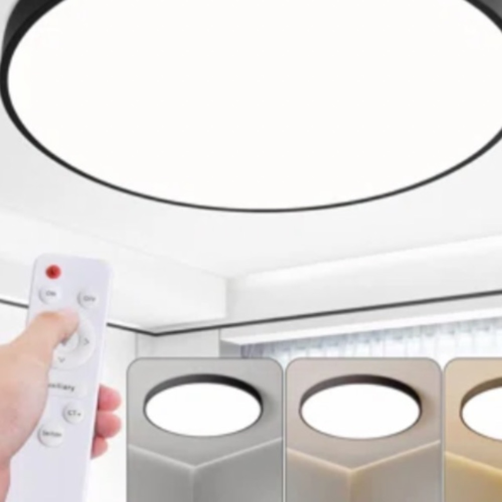 Modern Round LED Ceiling Light - White with Black Trim